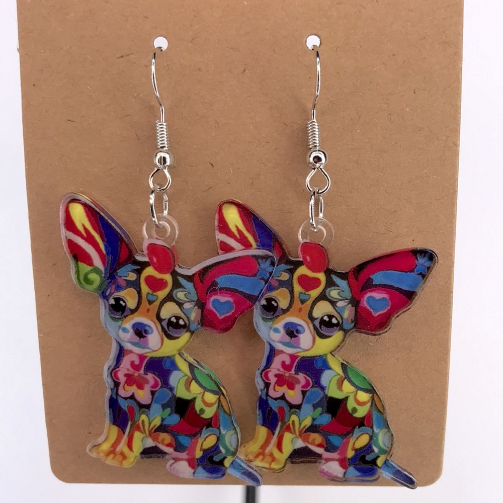 Colorful Chihuahua Earrings  Fashion Jewelry - Picture 4 of 4